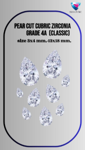 พลอย - CZ รูปทรงหยดน้ำ PEAR เกรด CLASSIC 4A White-CZ ( Size 3x4 MM.- 13x18 MM.) พลอยสังเคราะห์ พลอยรัสเซีย