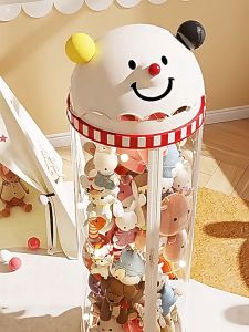 Toy Storage Cabinet Dustproof 360° Wheels Round Transparent PET Material Childrens Playroom