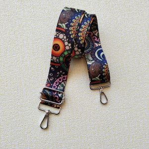 ZR 38 - TALI TAS POLYKATUN/MOTIF PRINT LEBAR 38CM. CANTOLAN NIKEL SILVER BENTUK SEGI