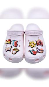 1-20pcs Love and Peace Series PVC Shoe Charms Clogs Accessories Slide Sandals Garden Shoe Buckles Decoration Beach Bag Pins Gift