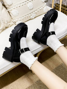 Black Thick Bottom British Style Womens Shoes Spring New All-Match Lolita JK Mary Jane Low Cut Single Shoes Fashionable Flats
