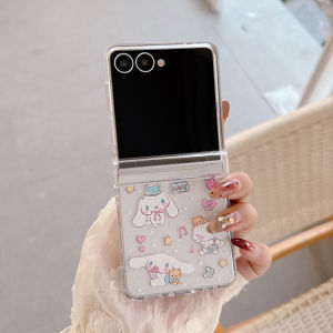 Sanrio | Ốp Trong Suốt Kawaii Sanrio Cinnamoroll Pompompurin Cho Samsung Galaxy Z Flip 8/7/6/5 Có Dây Đeo Mặt Dây Chuyền - Chống Sốc Chống Trầy Xước Chống Bụi Bảo Vệ Bản Lề