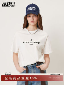 เสื้อยืดคู่รัก LIVETOLEAD ทรงหลวม แขนสั้น พิมพ์ลายตัวอักษรโลโก้สองสี ระบายอากาศได้ดี สำหรับผู้หญิง ฤดูร้อน 2025