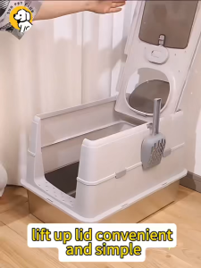 Stainless steel litter box with UV sterilization function large enclosed litter box with UV sterilization function litter box with top and front doors