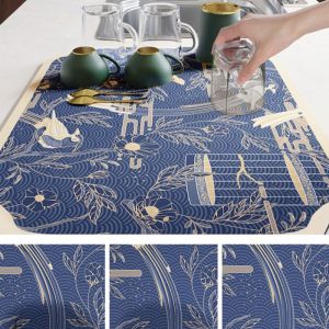 Matras penyerap tanah diatom untuk mengeringkan tikar Alas Pengering Cuci Piring Gelas Bar Dish Drainer Drying Mat
