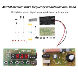 diymore | AM/FM medium wave frequency modulation two band 87-108MHz stereo digital tuner headphone radio module kit DIY production