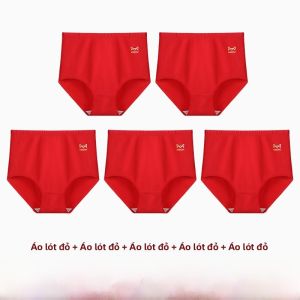 MiiOW | Quần lót cotton cạp cao màu đỏ cho bà mẹ tuổi giáp ngọ quần lót cotton nguyên chất cỡ lớn kháng khuẩn cho phụ nữ trung niên và cao tuổi