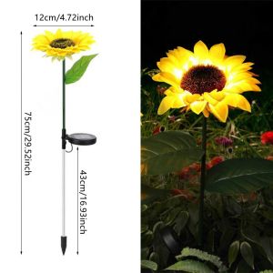 LED Solar Sunflower Outdoor Lawn Light Garden Yard Lawn Night Lamp Landscape Garden Home 2025 Ramadan Wedding Decorations