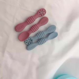 DreamBaby 2PCS Sendok Mpasi Silikon Baby Sendok Mpasi Silikon Gigitan Bayi Training Spoon Baby