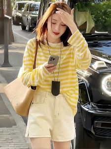Striped UV Protection Long Sleeve Blouse Thin Ice Silk Summer Casual T Shirt