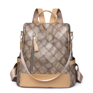 Ielgy retro phụ nữ ba lô PU mềm da thời trang kim cương Ba lô Balo hợp thời trang