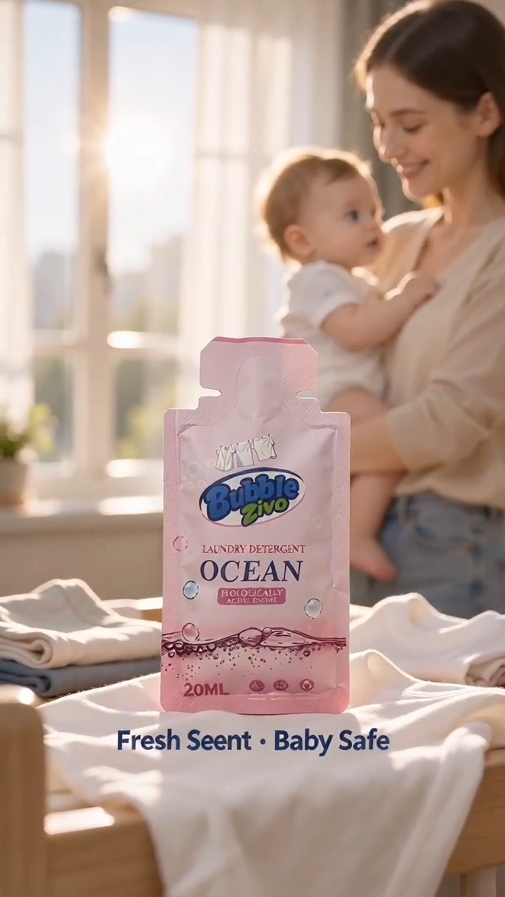 Laundry Detergent Sachet 20ml Ocean Bio Enzyme Baby Safe Low Foam Travel Portable Mini Liquid for Hand Wash