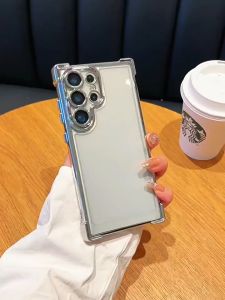 With Lens Films Airbag Anti-fall HD Acrylic Hard Electroplating Phone Case For Samsung Galaxy S25 Ultra S24 S23 FE S22 S21 + Note 20 A56 A36 A55 A05S A05 A35 A25 A24 A17 A16 A15 A54 A34 A53 5G Clear Shockproof Phone Cover Transparent Phone Casing Shell