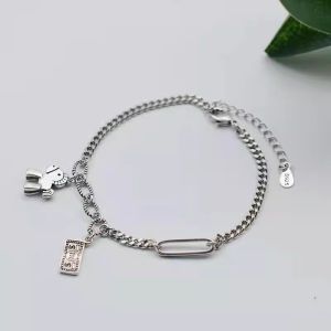 Srrmhyn Double Layer Bracelet Stackable Personality Flat Chain Vintage Alloy Creative Cultural Handwear for Festive Gifts