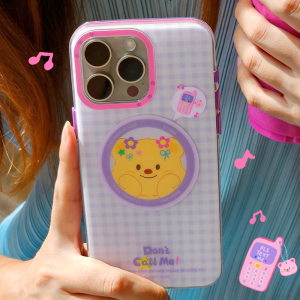 Original Sad Shop Butter Cookie Bear Magnetic Phone Case for 14 15 pro Max Full Cover Cute Plaid Design Durable Protective Shell