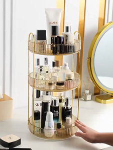 【Arfex】Rak kosmetik Gold Rak Kamar Mandi Kamar Mandi Berputar Rak Penyimpanan Kosmetik Kotak Penyimpanan Perhiasan Makeup Organizers