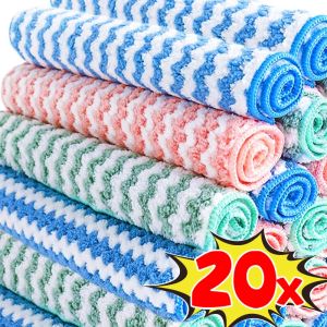 5/10/20Pcs Coral Fleece Super Absorbent Microfiber Kitchen Towel Reusable Cleaning Wipes Soft Washing Rag Dish Cloth 抹布