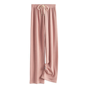 Flexible Drawstring Elastic Waist Straight Leg Pants Multi Color Options High Waist Long Trousers Casual Fashion Womens Clothing