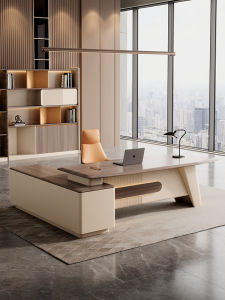 Modern Minimalist LargeBoss Desk Office Computer Table Bookcase Combination High End Executive Office Desk Furniture