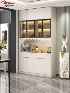 QIANGXIANG | Modern Simple Style Cream Tone Rock Board Sideboard Kitchen Storage Cabinet