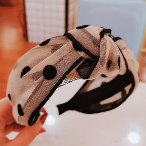 K-style Retro Lace Polka Dot Headband South Korea Cute Wide Edge Pressure Hair Net Red Hairpin Female Cloth Headband Head Accessories