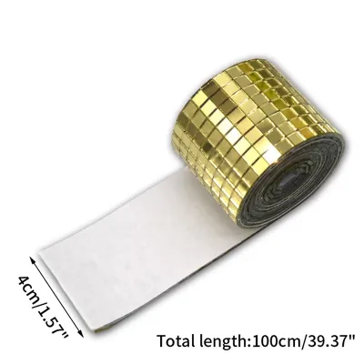 1 Roll Mirror Mosaic Tiles Stickers DIY Self-Adhesive Mini Square Acrylic Wall Sticker 4x100cm Craft Party Home Decor