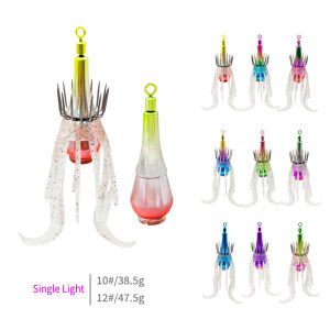 New Squid Fishing Hooks LED Lights Lures Light 38.5g/47.5g Hook Waterproof Squid Jig Fishing Wood Shrimp Fishing Tackle