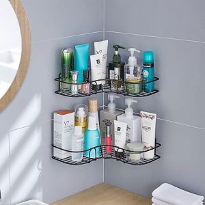 Seamless Iron Corner Storage Rack Household Wall-Mounted Rack Storage Basket Shelves Toilet Bathroom Shelf Organizer