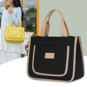 Large Capacity Canvas Bag Womens Handbag Lunch Bag Student Class Shoulder Bag Office Handheld Bag Casual Simple Style Tote Bag