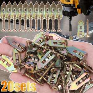 20Sets Self Tapping Screws Self Drilling Anchors Screws Drywall Anchors Easy Application for Gypsum Plasterboard Dowel