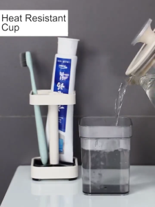 Multipurpose Toothbrush Holder Set Transparent Dustproof with Lid Travel Toiletries Storage Box Bathroom Mouthwash Cup