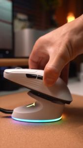 [DELIVER IN 3 DAYS]THUNDEROBOT ML7 Gaming Mouse With Charging Dock Long Battery Life Tri-mode Bluetooth Wireless Mose PAW3311 RGB Lighting 12000DPI 65g Lightweight Design White Color