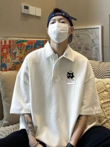 Heavyweight Pure Cotton Short Sleeve POLO Shirt Mens Summer Loose Teenage High-End Feeling Casual Turn-down Collar Trendy Top