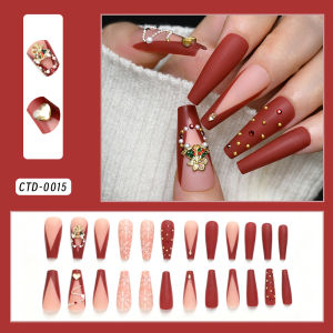 24 Móng Tay Giả Giáng Sinh Màu Đỏ Pháp Dán Móng Tay Hình Mũ Giáng Sinh Chất Liệu ABS Làm Thủ Công Quà Tặng Năm Mới Mùa Đông