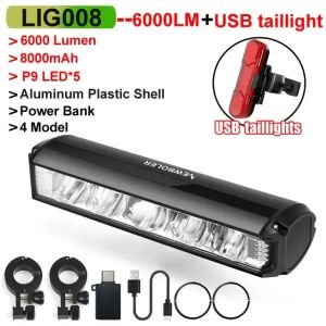 NEWBOLER Bicycle Light Front 8000mAh Bike Light Waterproof Flashlight 6000Lumen USB Charging MTB Road Cycling Lamp Accessories