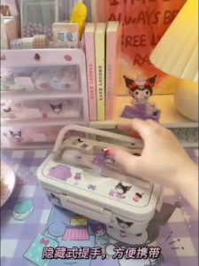 [Buy 2 Get 1 Free Sticker] Kuromi Lunch Box Cinnamoroll My Melody Student Compartmentalised Eco-friendly Bento Box Tableware