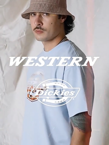 Dickies2025 Spring/Summer new silk cool-feeling fabric high-end fashionable short-sleeved T-shirt with large LOGO print on the front chest for men and women couple tops