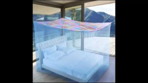 มุ้งกันยุงขนาดใหญ่ 8 ฟุต หลังคามุ้งเป็นผ้าโพลี พิมพ์ลาย กันแสงรบกวนตาตอนนอน