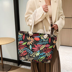 Fashion Women Big Size Handbag Tote Bag Ladies Casual Flower Printing Canvas Graffiti Shoulder Bag Beach Bolsa Feminina