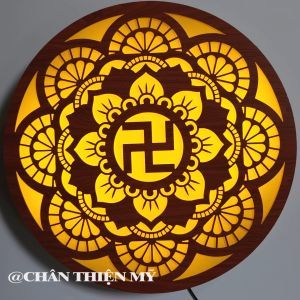 Đèn Hào Quang Phật Gương Vàng Cắt CNC Nhiều Mẫu Trang Trí Bàn Thờ Treo Cùng Tượng Phật CCNC-HQ-02