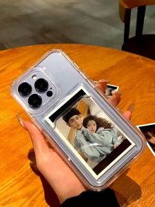 3 In 1 Transparent Shockproof Phone Case With Card Slot For iPhone 15 14 16 13 12 11 Pro Max XR XS X 6 8 7 Plus + SE 2020 Clear Hard Phone Casing Back Cover Shell Hot Sale