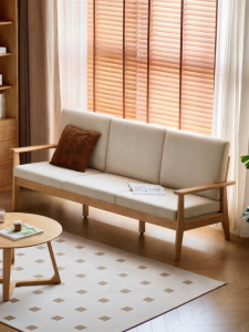 WEISHA | Soft Padded Straight Row Small Living Room Sofa 3 Seater