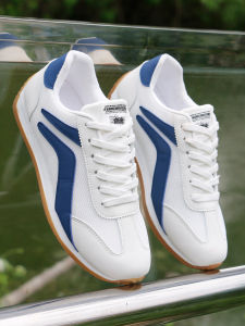 New 2023 Mens Casual Breathable Ultra-light Running Shoes Low Top Color Block Flat Heel Composite Bottom Leather Insertion
