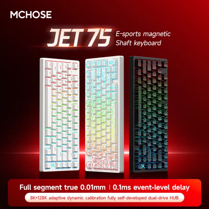 MCHOSE | Mchose Jet 75 Hall Effect Magnetic Switch Gaming Keyboard, 0.1Ms, Latency0.01Mm, Rt Accuracy, 8K Polling Rate, 128K Scan Rate, Rgb Hot-Swappable