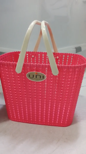 Multi-Purpose Small Knitted Organizer Basket Plastic Storage Container for Vanity Kitchen Cabinet Closet and Desk