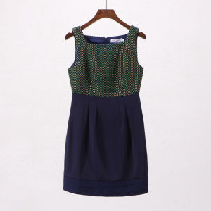 Brand Discount Womens Dress Bodycon Sleeveless Patchwork Midi Dress Commute Style Autumn New Arrival Casual Scene