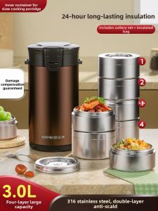 Extra-long Insulation Lunch Box 316 Stainless Steel Large Capacity