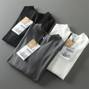 Fresh Non-Sticky Double-Sided Fleece Warm Autumn Mens Pure Color Outdoor Sports Half-Zip Half-Tee Sweatshirt Standard Fit Long Sleeve round Neck