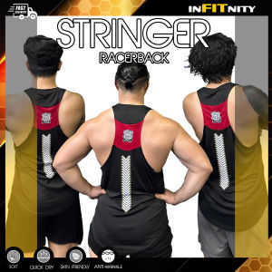 Stringer RacerBack TankTop CurvedHem Sando Premium Microdot DriFit Sleeveless  MuscleFit Gym Fitness