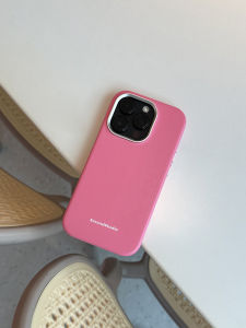 Handmade Leather Phone Case for  15Pro 17Pro 16Promax 14Pro Full Cover Protection Korean Style Berries Pink Silver